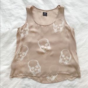 E.vil 100% Silk Skull Sleeveless Top